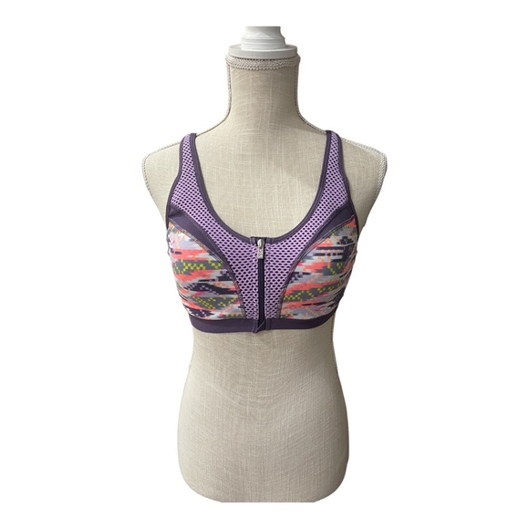 Victoria’s Secret VSX Sport Purple Front Zip Wired Sports Bra Size 34B - Picture 1 of 11